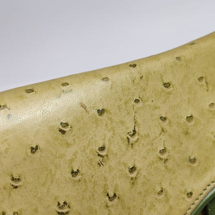 Dior Vintage Double Saddle Green Ostrich Leather Gold Hardware