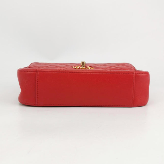 Chanel Chain Infinity Top Handle Caviar Leather Flap Satchel Red