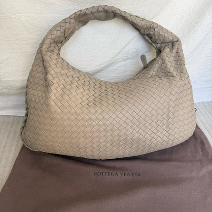 Bottega Veneta Veneta Hobo Grey Intreciatto Leather Bag Medium