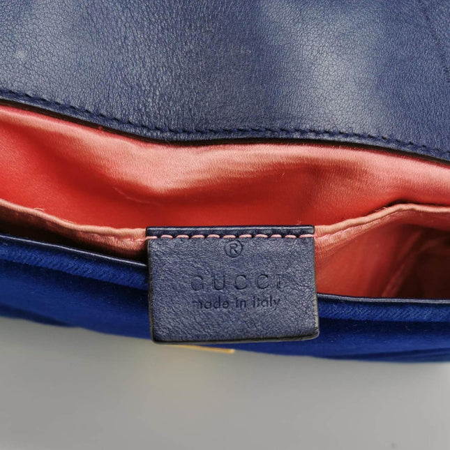 Gucci Marmont Mini Flap Navy Velvet Handbag