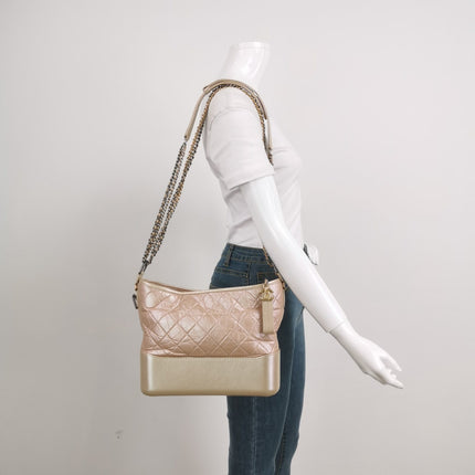 Sold Chanel Gabrielle Hobo 2019 Iridescent Pink Leather Medium Crossbody Bag
