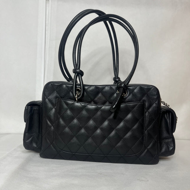 Chanel Cambon Multi-pocket Ligne Reporter Bag Medium Black Calfskin Leather