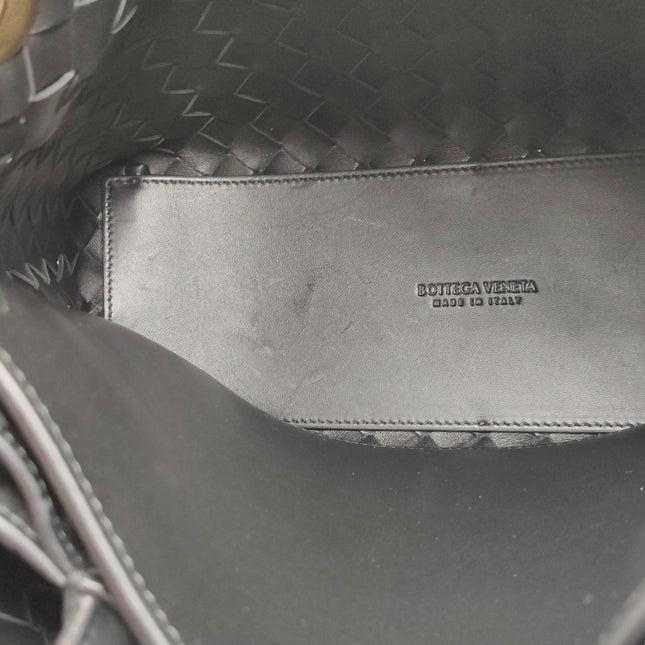 Bottega Veneta Andiamo Medium Black Intrecciato Leather Handbag