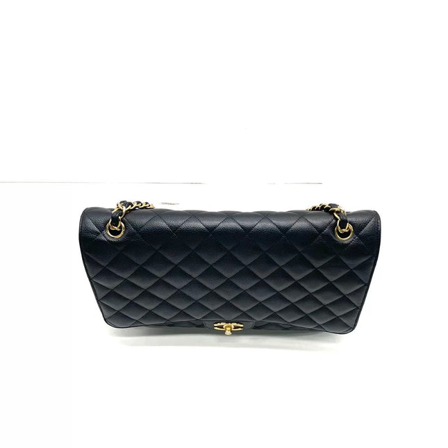Chanel Classic Flap Maxi 2012 Black Caviar Leather Double Flap with Gold Hardware