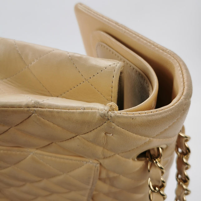 Chanel Classic Flap Medium Beige Lambskin Leather with Gold HW, 2009