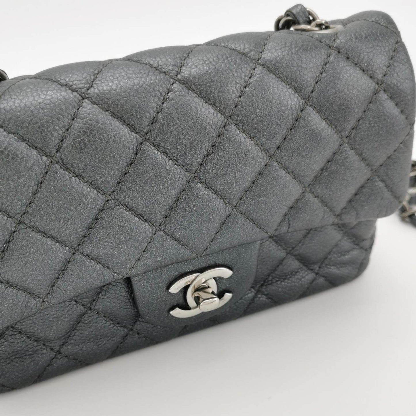 Sold Chanel Classic Flap Rectangular Mini Gunmetal Grey Caviar Leather Crossbody Bag