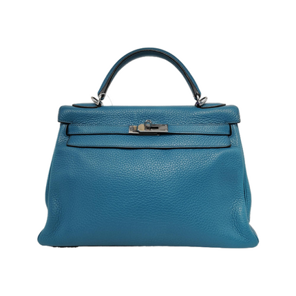 Hermes Kelly Retourne 32 Clemence Leather B3 Bleu Zanzibar Palladium Hardware 2013