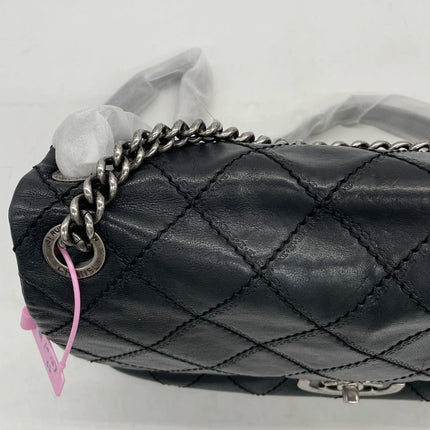 Chanel 2013 Paris-Edinburgh Large Black Flap Calfskin Leather Shoulder Bag