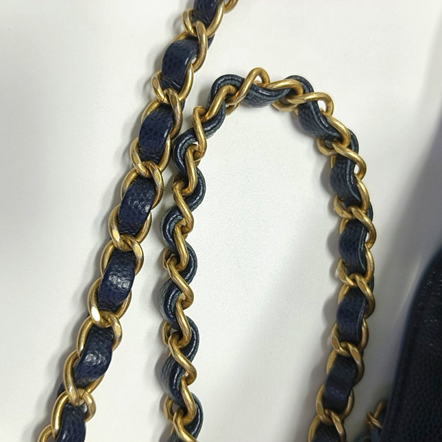 Chanel CC Lovely Chained Bucket Bag Lambskin Leather Navy Gold HW, 2018-19