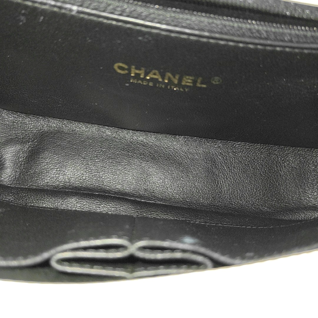 Chanel Filigree Flap Bag Caviar Leather Small White with Black Trim