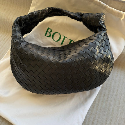 Bottega Veneta Jodie Small Black Lambskin Leather Silver Hardware-Luxbags