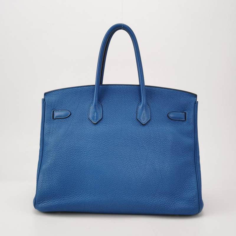 Hermes Birkin 35 Blue Calfskin Leather Silver-tone Palladium Hardware 2010