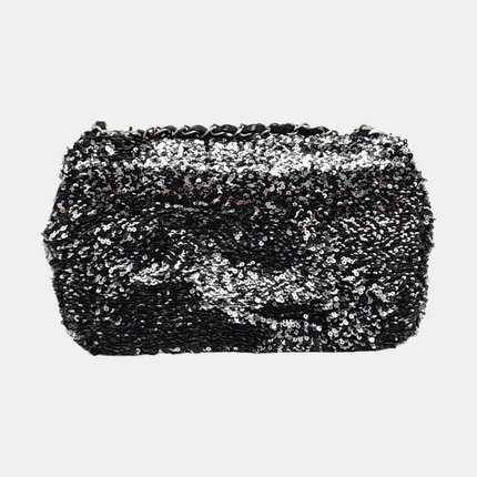 Chanel Mini Flap Bag Mini Black Glitter Sequins