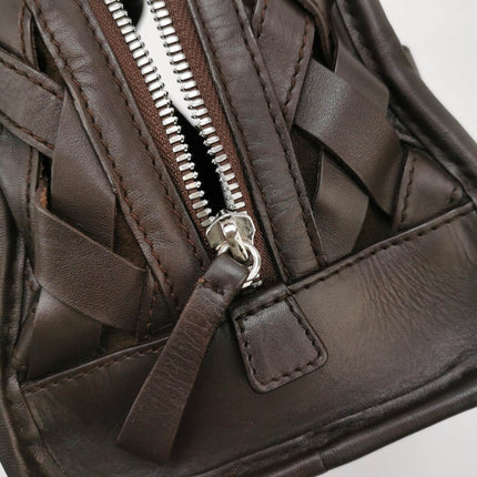 Loewe Amazona 29 in Brown Intrecciato Woven Calfskin Leather Handbag