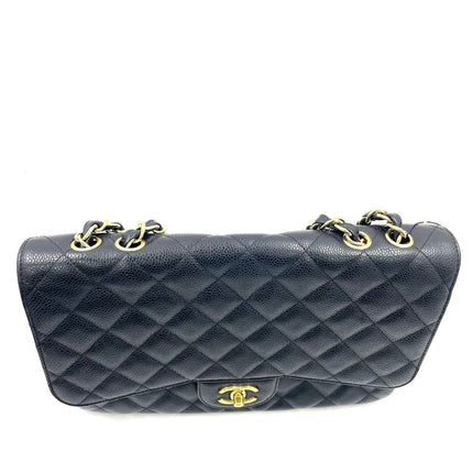 Chanel Classic Flap Jumbo 2009 Black Caviar Leather Single Flap Gold Hardware