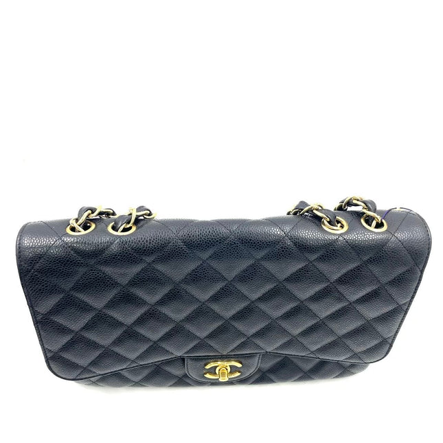 Chanel Classic Flap Jumbo 2009 Black Caviar Leather Single Flap Gold Hardware