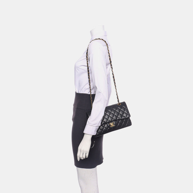 Chanel Timeless Classic Flap Medium Black Lambskin Leather Gold Hardware, 2015-16