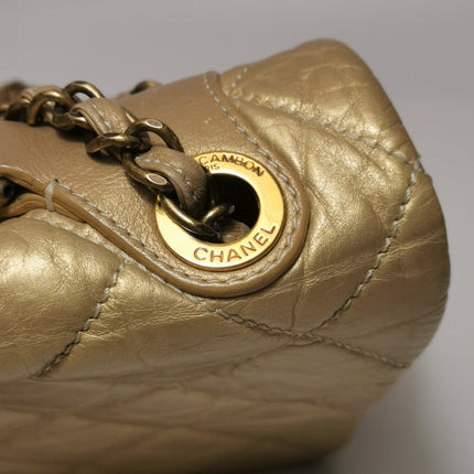 Chanel Paris Bombay Pondicherry Flap Bag Quilted Large Gold Shiny Calfskin Leather