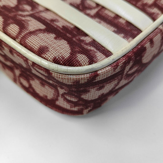 Dior No. 1 Trotter Pochette Clutch Red Oblique Canvas White Patent Leather