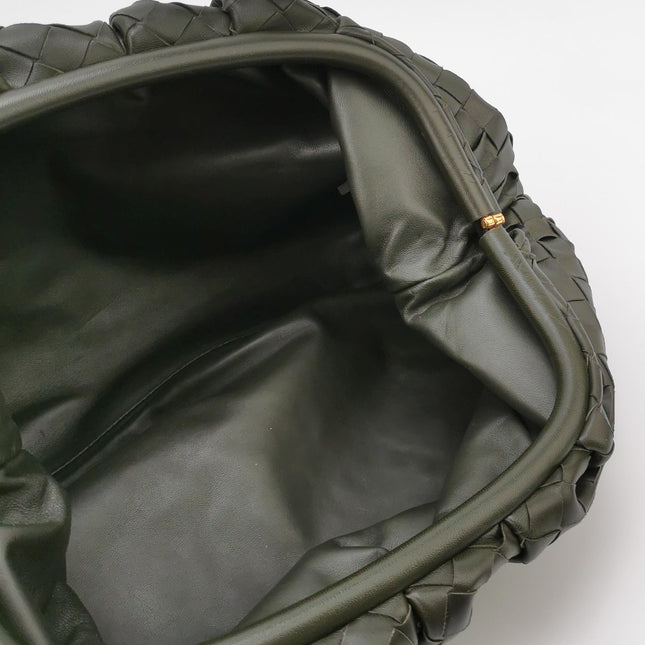 Bottega Veneta Pouch Large Intrecciato Dark Olive Green Calfskin Leather