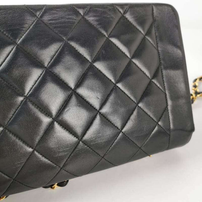 Chanel Diana CC Flap Bag 1994 Vintage Black Lambskin Leather with 24k Gold Hardware