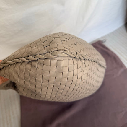 Bottega Veneta Veneta Hobo Grey Intreciatto Leather Bag Medium