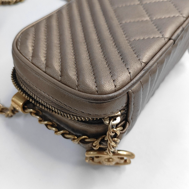 Chanel Mademoiselle Camera Mini Bag Copper Gold Lambskin Leather Gold Chain, 2014-2015