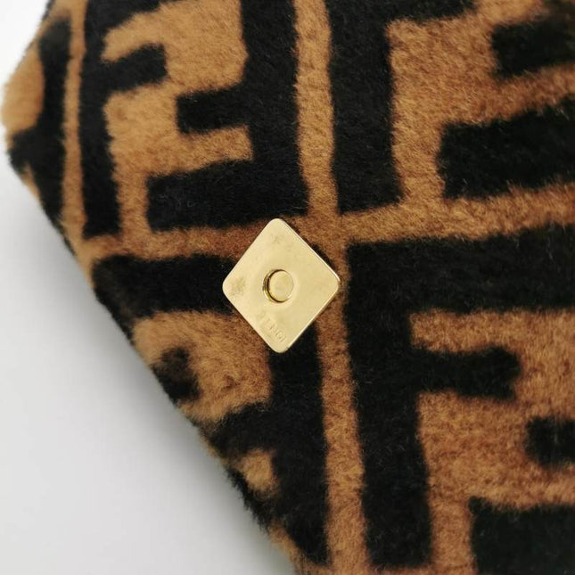 Fendi Baguette Mini Shearling Vitello Dolce Marco FF 1974 Tobacco Black Brown Zucca