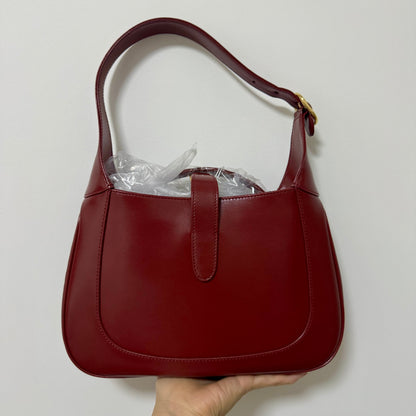 Gucci Jackie 1961 Small Burgundy Red Leather Bag with Adjustable Strap