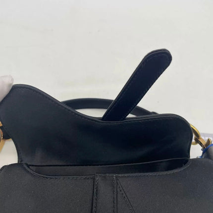Dior Saddle Mini Silk Handbag Black with crystals