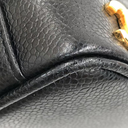 Chanel Vintage Mini Bucket Bag Black Caviar Leather Gold Logo, 1996-1997