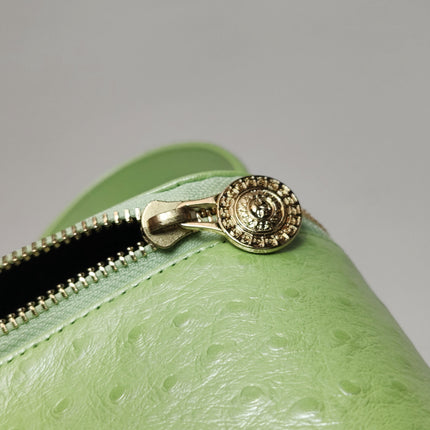 Versace Vintage Logo Sun Vanity Bag Green Calfskin Leather Gold Hardware