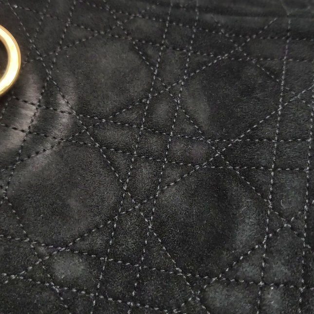 Lady Dior Vintage Medium Black Suede Leather Gold Hardware 1997