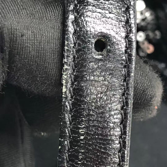 FENDI Mini Bucket White Heart Shaped Sequin Black Bag