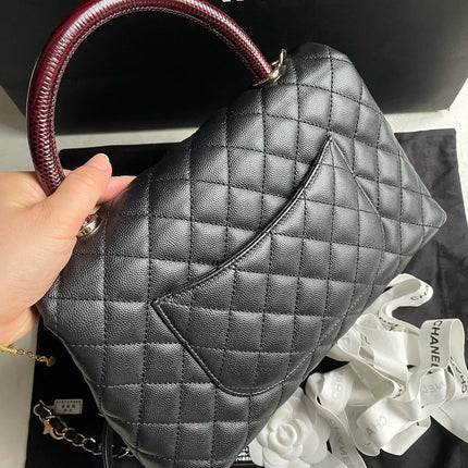 Chanel Coco Handle Medium Black Caviar Leather Silver Hardware, 2021