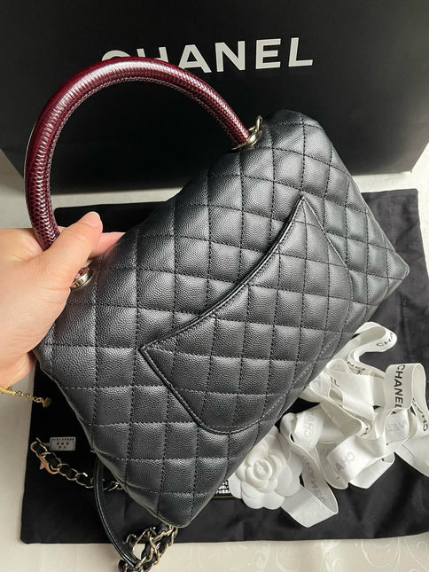 Chanel Coco Handle Medium Black Caviar Leather Silver Hardware, 2021