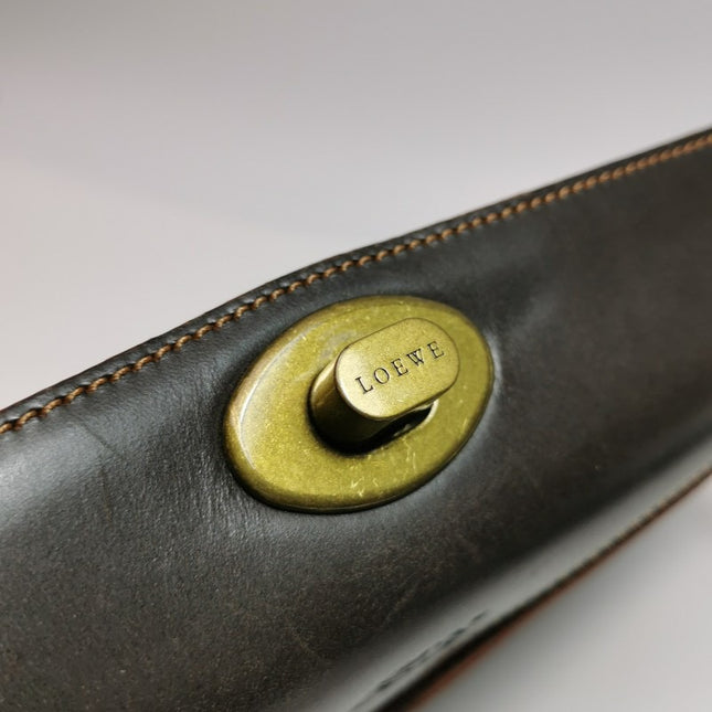 Loewe Shoulder Bag Suede and Leather Dark Brown