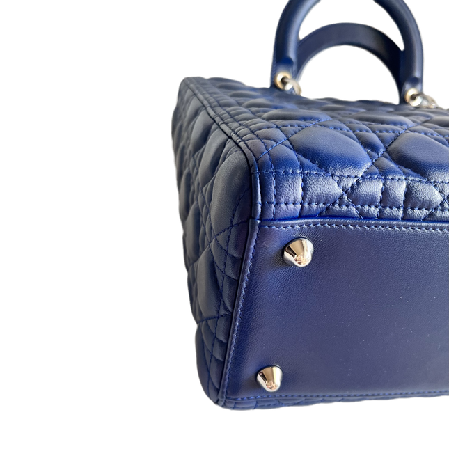 Sold Lady Dior Large Bag Navy Lambskin Cannage Leather