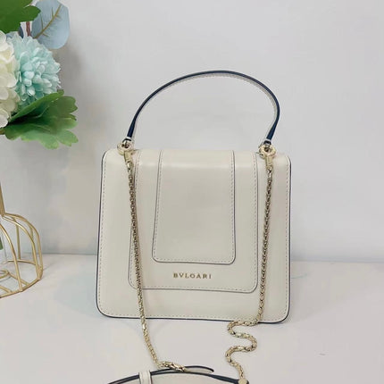 Bvlgari Serpenti Forever Small Leather Top Handle Crossbody Bag White