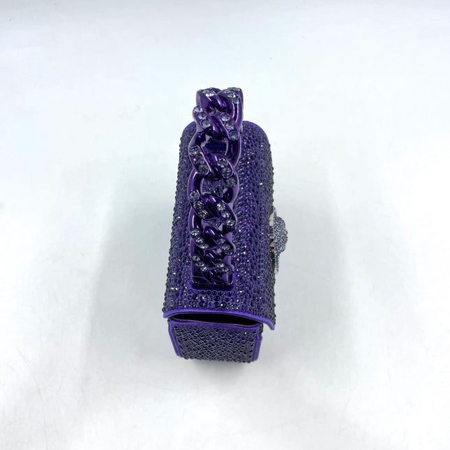 Versace La Medusa Mini Crystal Embellished Top Handle Bag in Purple
