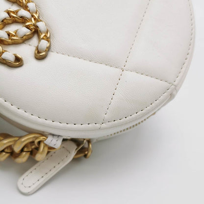 Chanel 19 Round White Cannage Leather bag