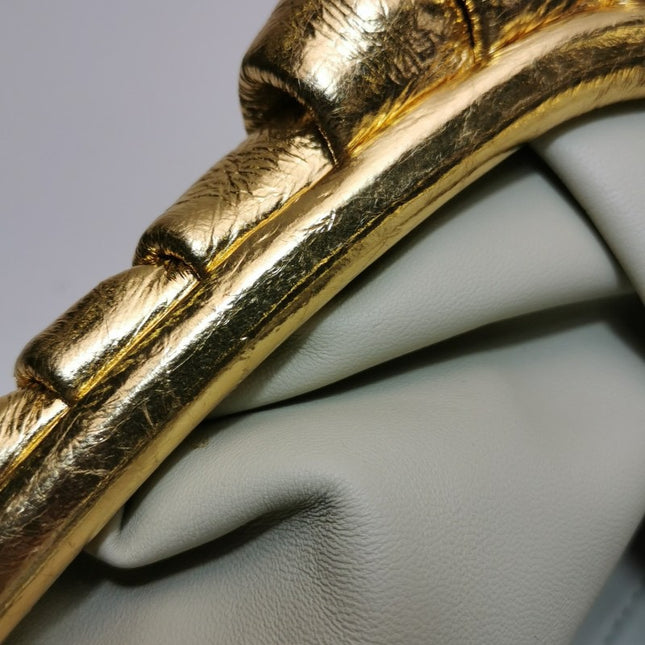 Sold Bottega Veneta Pouch Large Metallic Gold Wrinkled Leather
