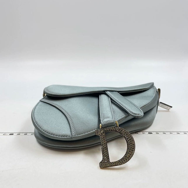 Sold Dior Saddle Mini Silk Greyish Blue with crystals