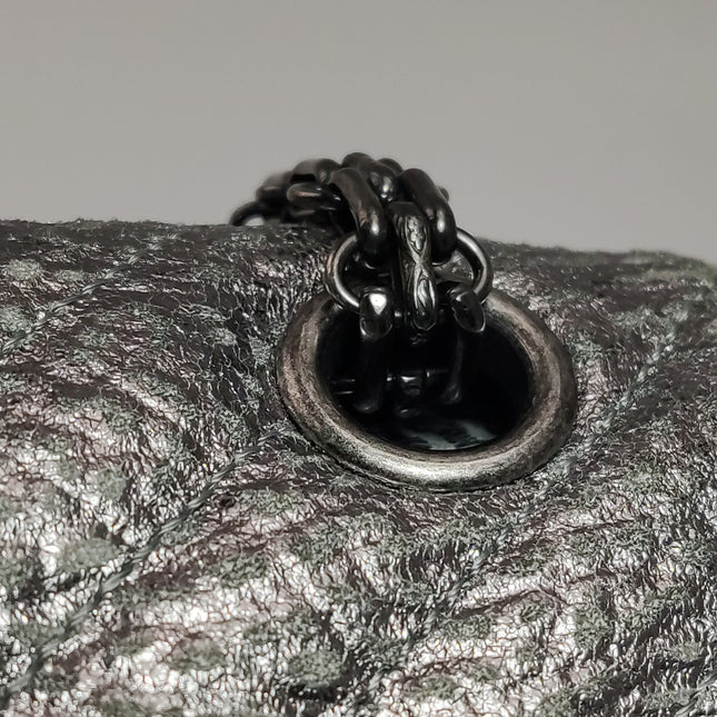 Chanel 2.55 Mini Chevron Stitching Silver Patterned Calfskin Leather Silver Hardware Flap Crossbody Bag