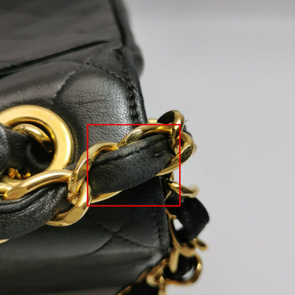 Chanel Vintage Flap Bag Medium Black Lambskin Leather Mega CC Gold Hardware