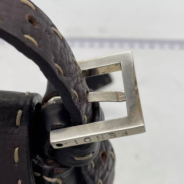 Fendi Baguette Selleria Calfskin Leather Brown Shoulder Bag