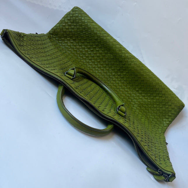 Bottega Veneta Maxi Convertible Tote Bag Hobo Green Leather Two-way Carry 52cm