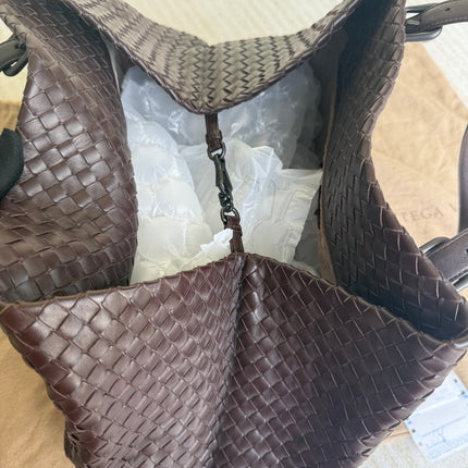 Bottega Veneta Cesta Shopper Tote Intrecciato Dark Brown Leather Large 50cm