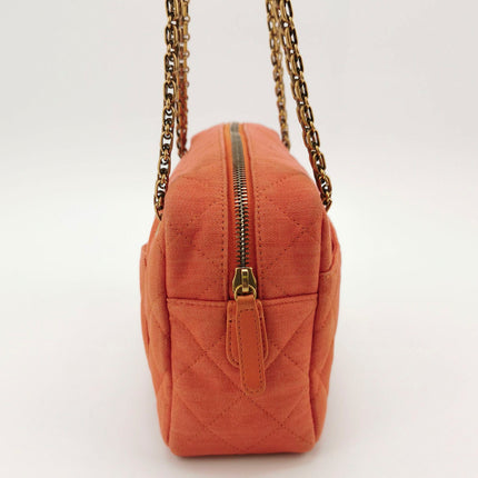 Sold Chanel 2016 Canvas Quilted Small 2.55 Mademoiselle Camera Case Bag Orange