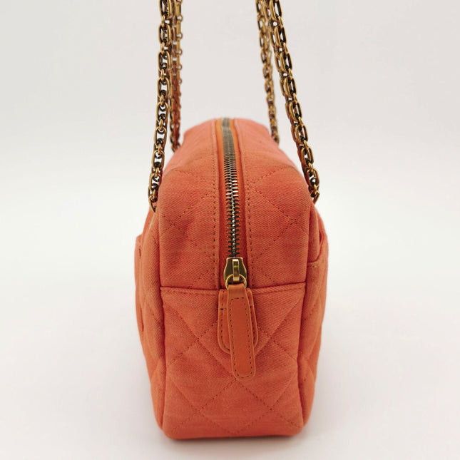 Sold Chanel 2016 Canvas Quilted Small 2.55 Mademoiselle Camera Case Bag Orange